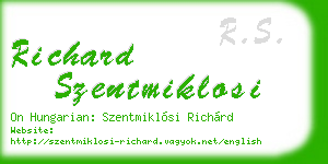 richard szentmiklosi business card