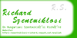 richard szentmiklosi business card